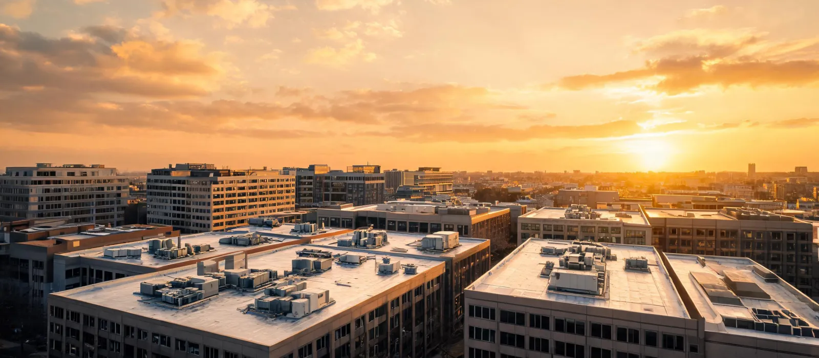 Wide view of commercial and industrial construction sites