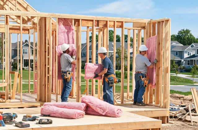 Residential framing with insulation install